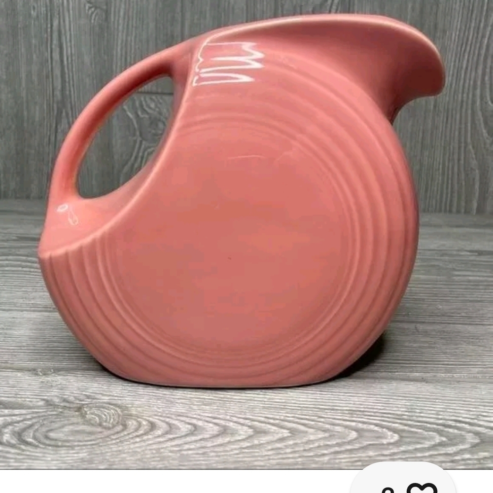Vintage Fiesta Pink Ceramic Disc Pitcher